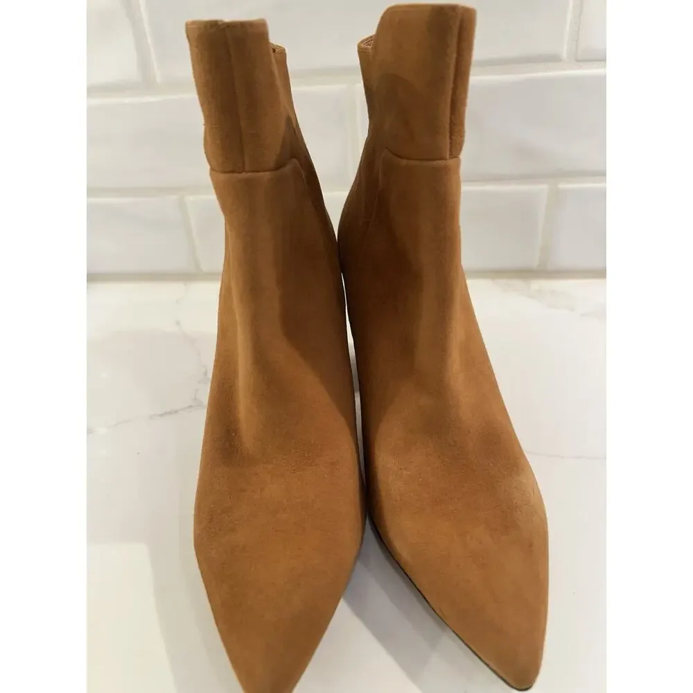 Franco Sarto Venture, Midshaft, Boot Whiskey Brown Zip Up Pointed Toe Suede Sz 7